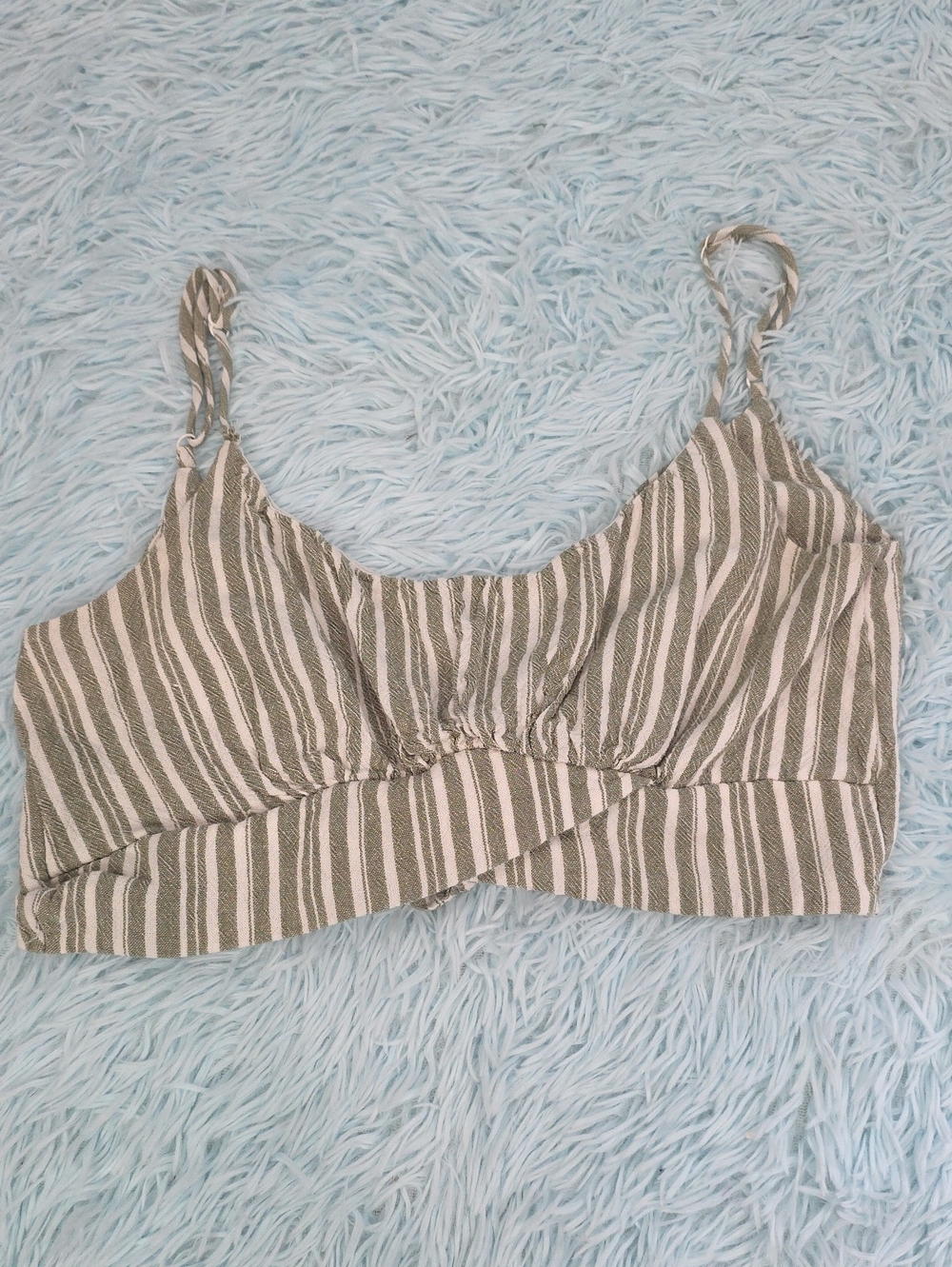 Altar'd State Striped Linen Blend Crossover Crop Top M